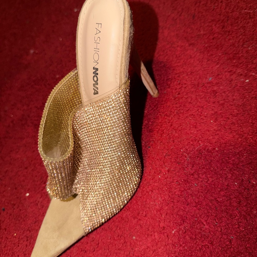 Gold Rhinestone Slide Heels - Picture 2 of 2